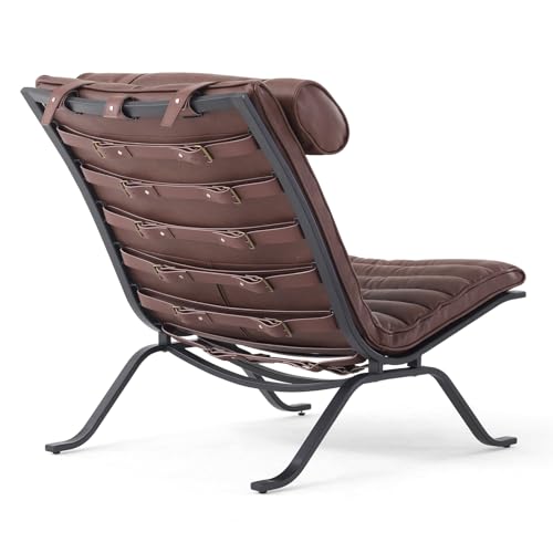 Imitation Leather Upholstered Armless Chair Modern Design Luxury Lounge Chair (Dark Brown) - color: Dark Brown