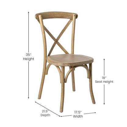Merrick Lane Bardstown X-Back Bistro Style Wooden Dining Chair for Kitchens and Dining Rooms, High-Back Wood Stackable Kitchen Chair, Natural with White Grain