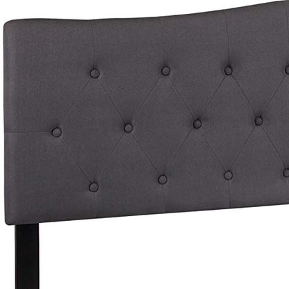 EMMA + OLIVER Tufted Upholstered King Size Headboard in Dark Gray Fabric - color: Dark Gray, size: King