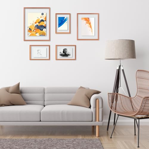 Golden State Art 7 Pack Aluminum Floating Frames Included 5x7 8x10 11x14 | RoseGold, One 11x14 Two 8x10 Four 5x7 Frames, Wall Mount Display, Fit for Pictures, Pressed Flowers Any Size up to Frame Size - color: Rose Gold, size: Floating Style