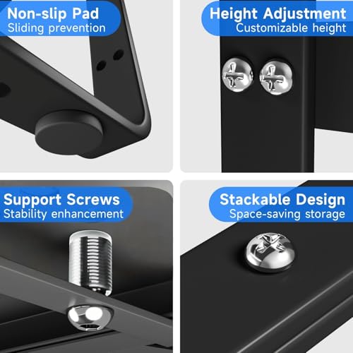 Expandable Cabinet Shelf Organizer, Stackable Kitchen Pantry Counter Storage, Adjustable Closet Cupboard Stand Rack Risers Spice Organization 80LBS Heavy Duty Black 2 Pack - color: Black Small