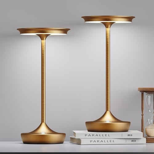 LED Rechargeable Cordless Outdoor 6000mAh Battery Table Lamp 2Pack Bronze | Portable Waterproof 3 Color Stepless Dimmable Lights Memory Function for Patio Restaurant Bar Dining Room - color: 2Pack Bronze