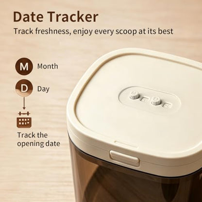 Airtight Food Storage Container with Magnetic Scoop & Built-in Leveler, 800ML Coffee Canister with Date Tracker, BPA Free UV Blocking Food Container for Coffee Beans, Ground Coffee, Tea, Sugar & Flour - color: 800ml