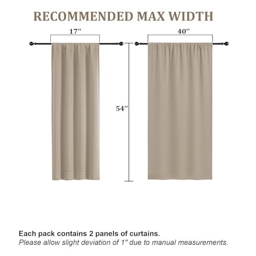 Biscotti Beige Curtains for Bedroom 54 Inch Length 2 Panels, Room Darkening Living Room Curtains, Rod Pocket Thermal Insulated Window Treatments, Each Panel 40" W x 54" L - color: Biscotti Beige, size: 40"W x 54"L (Pack of 2)