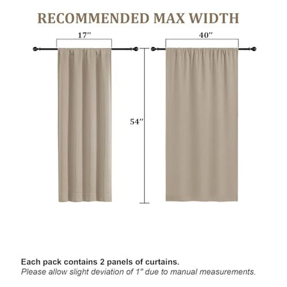 Biscotti Beige Curtains for Bedroom 54 Inch Length 2 Panels, Room Darkening Living Room Curtains, Rod Pocket Thermal Insulated Window Treatments, Each Panel 40" W x 54" L - color: Biscotti Beige, size: 40"W x 54"L (Pack of 2)