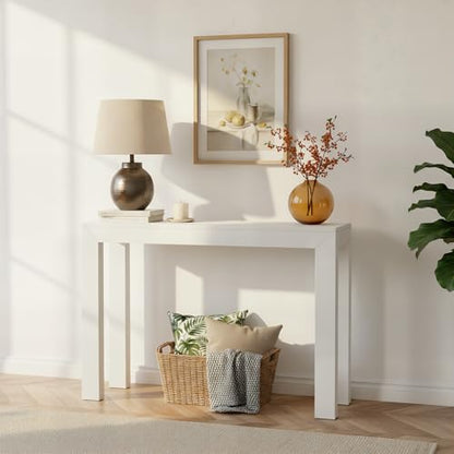 Plank+Beam Modern Console Table, 46 Inch, White | Non-Toxic Finishes, Versatile Design, Modern Design, Easy Assembly, Modern Style, Quick Setup, Solid Wood - color: White, size: 46 Inch