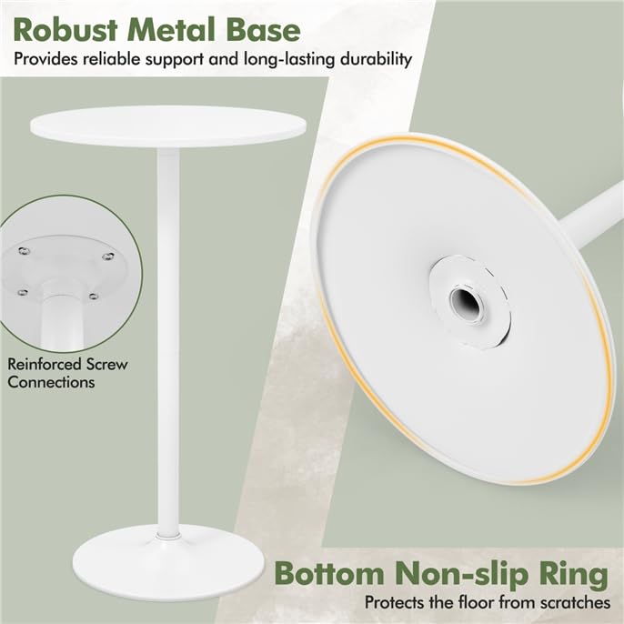 Cocktail Table,Two-in-one Modern Style Standing Circular Bar Table 40"/22" Two Convertible Height Suitable for Dining Room, Restaurant, Kitchen (2, White) - color: White, size: Diameter：23.99‘’