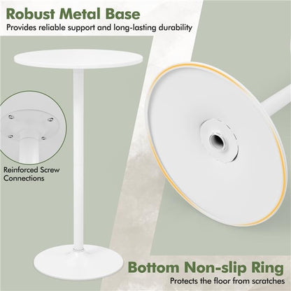 Cocktail Table,Two-in-one Modern Style Standing Circular Bar Table 40"/22" Two Convertible Height Suitable for Dining Room, Restaurant, Kitchen (2, White) - color: White, size: Diameter：23.99‘’