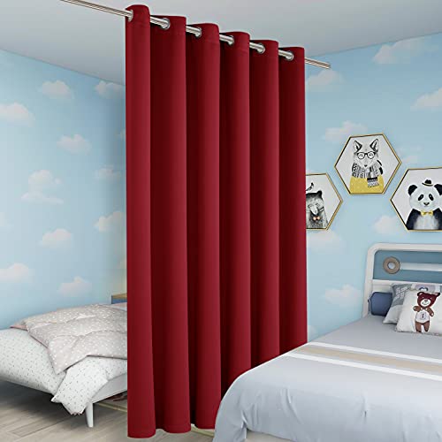 BONZER Wide Room Divider Blackout Curtain Total Privacy | Wall Grommet Top Room Darkening Curtains for Shared Room, Apartment, 84L x 70W Inch (7L x 5.8W ft), 1 Panel, Red - color: Red, size: 70"W x 84"L (Pack of 1)