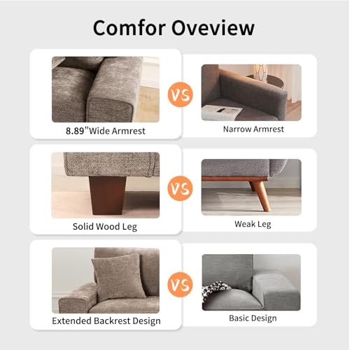 DOPEDIO 71.25" Chenille Loveseat Sofa, Brown, Modern Couch for Living Room | Removable washable cover,pocket spring cushions, solid wood frame, easy assembly for apartments, ideal for small spaces - size: 71.25 inch, style: Brown Chenille