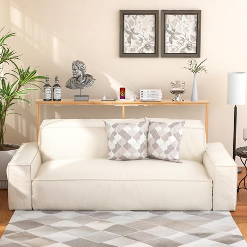 VASMIA 70.9 Inch Narrow Console Table with Outlet,Bamboo Behind Couch Sofa Table,Skinny Hallway Table for Entryway Living Room,Foyer,Natural - color: Natural, size: 5.91"D x 70.87"W x 29.52"H