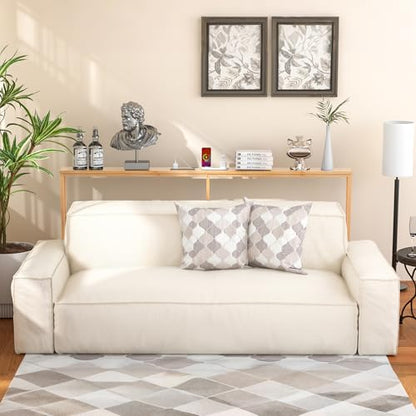 VASMIA 70.9 Inch Narrow Console Table with Outlet,Bamboo Behind Couch Sofa Table,Skinny Hallway Table for Entryway Living Room,Foyer,Natural - color: Natural, size: 5.91"D x 70.87"W x 29.52"H