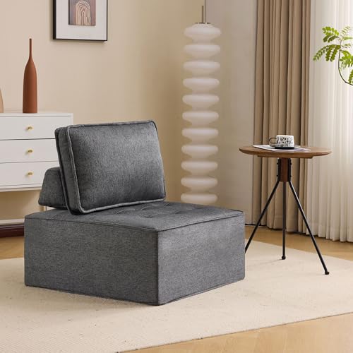 Modular Linen-Frame Sofa: Versatile Sectional for Small Apartments, Mix-and-Match Design (Dark Grey) - color: Dark Gray