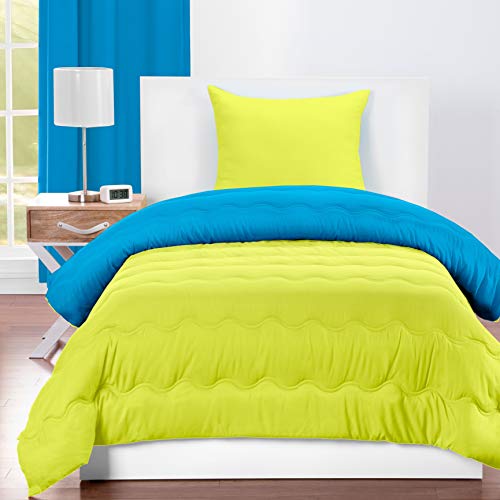 Reversible Comforter Set in Vibrant Colors - 2 and 3 Piece … (Cerulean/Granny Smith, Full/Queen)