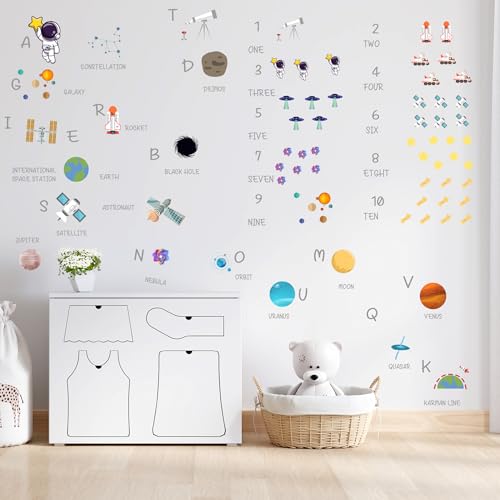 Outer Space Astronaut Wall Stickers for Kids, Astronaut Wall Stickers for Children Room, Outer Space Removable Stickers for Baby Kids Nursery Girls Bedroom Living Room Playroom Wall Decoration - style: Astronaut