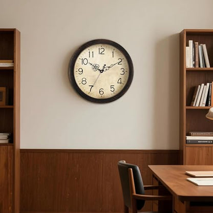 KECYET 16" Wall Clock Large Battery Operated Quartz Silent Quartz (Bronze) | Kitchen Clock Living Room Retro Rustic Kitchen Bathroom Home Office Bronze - size: 16 Inch
