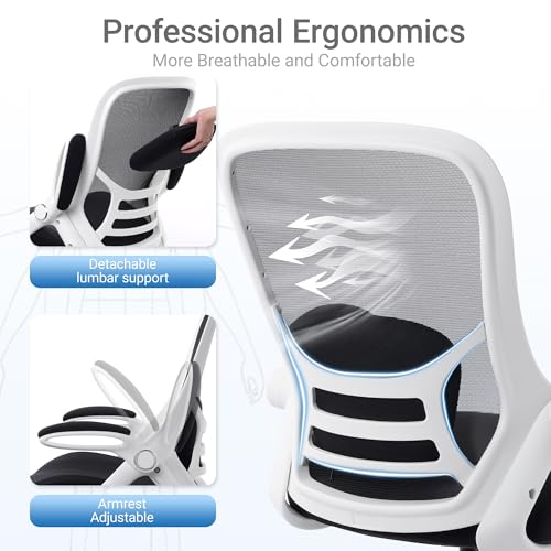 400lbs Heavy Duty Drafting Chair 5" Thickened Seat Office Chair with Flip-Up Armrests Tall Ergonomic Computer Chair with Lumbar Support and Adjustable Footrest Ring Standing Desk Chair (Black) - color: Black&white