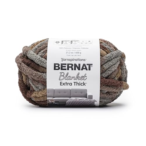 Bernat Blanket Extra Thick Leather Yarn - 1 Pack of 21.12oz/598.74g - 100% Polyester - #7 Jumbo - 72 Yards - Chunky Yarn for Hand Knitting, Crocheting, Crafts & Amigurumi - color: Leather, size: 1 Pack, style: Extra Thick