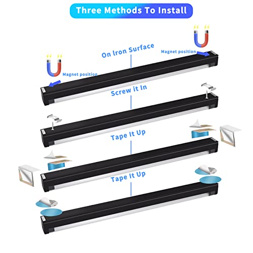 UV Black Light Bar 1ft LED Blacklight Strip Lights for Fluorescent Tapestry | Magnetic, 10W, USB-C Cord, Small, for Body Paint Glow Party Poster Cabinet Display, Bedroom Decor, THLIFURE, 2PACK