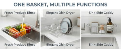 Expandable Over-the-Sink Stainless Steel Dish Rack - size: Small