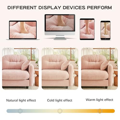Modular Loveseat Sofa Mini Couch with Premium Chenille Fabric and Tufted Pleated Backrest Flexible Small Couch for Bedroom and Living Room Ergonomic 2-Seater Sofa for Adults and Compact Spaces (Pink) | Sturdy & Durable - color: Pink