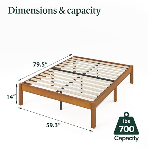 Zinus 14 Inch Ellie Bamboo Platform Bed Frame, No Box Spring Needed, Queen | Wood Slat Support, Easy Assembly, Minimalist Design, Durable Construction, Ample Underbed Storage, Brown - color: Brown, size: Queen, style: Sustainable Bamboo