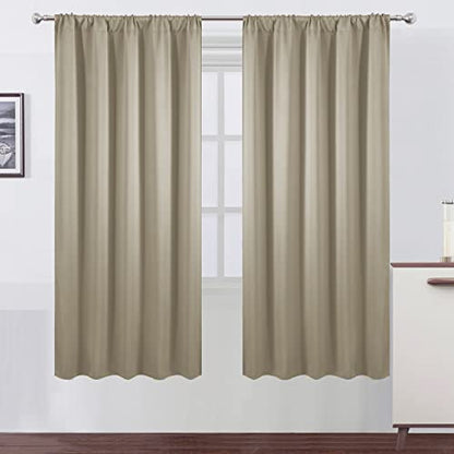 Blackout Curtains 52 x 72 inch/Beige Curtains Set of 2 Panels/Thermal Insulated Room Darkening Bedroom Curtains - color: Beige, size: 52"W x 72"L (Pack of 2)
