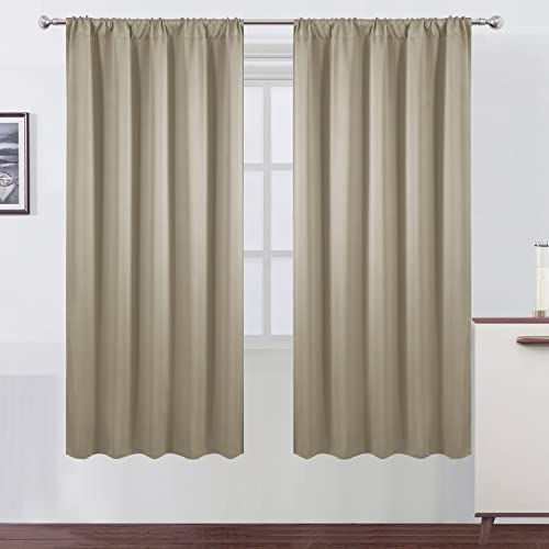 Blackout Curtains 52 x 72 inch/Beige Curtains Set of 2 Panels/Thermal Insulated Room Darkening Bedroom Curtains - color: Beige, size: 52"W x 72"L (Pack of 2)