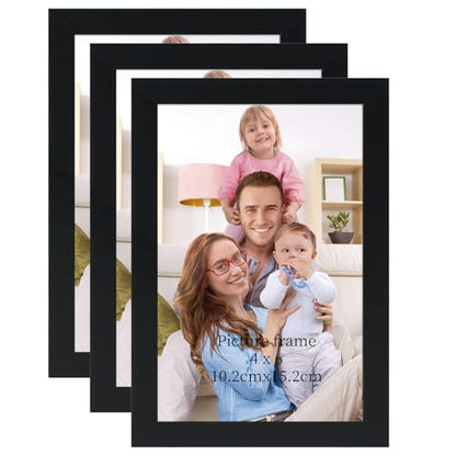 Giftgarden 4x6 Picture Frame Black Set of 3, Thin Photo Frames 4 by 6 for Wall and Tabletop Display - color: Black*3, size: 4x6