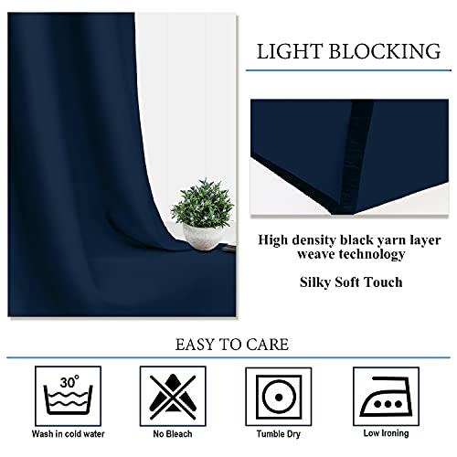 Diraysid Navy Blue Grommet Blackout Curtains for Bedroom Thermal Insulated Room Darkening Curtains Drapes, 38 x 84, 2 Panels - color: Navy Blue, size: 38"W x 84"L (Pack of 2)