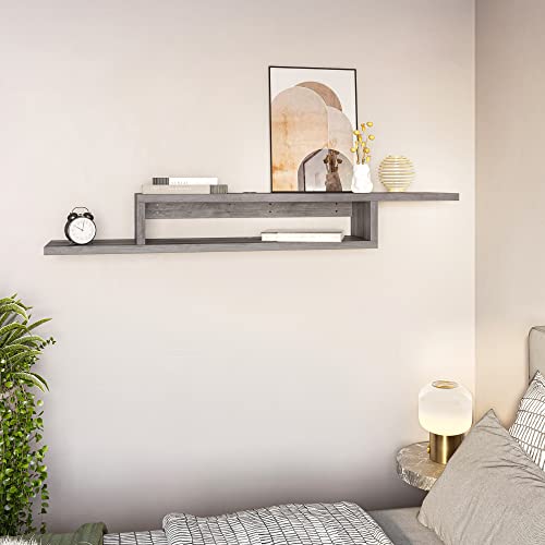 Floating Wall-Mounted TV Console by Belleze - color: Gray Wash, style: Motif