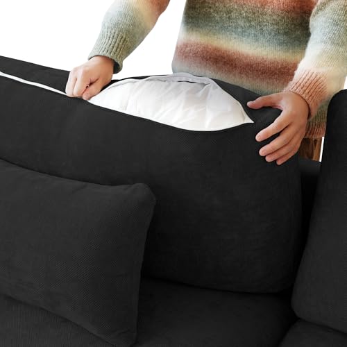 Cloud Couch Modular Sectional Sofa,119.2" 3Seater Wide Couch,Down Filled Convertible Living Room Set, Covers Washable&Replaceable,Black - color: Black, size: 3 Seater