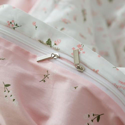 mixinni Cotton Floral Duvet Cover Twin Girl Pink Flower Teenage Girls Duvet Cover Set with Zipper Ties, Easy Care, Ultra Soft and Breathable-Twin Size - color: 00 # Pink Flower, size: Twin(68" x 86")