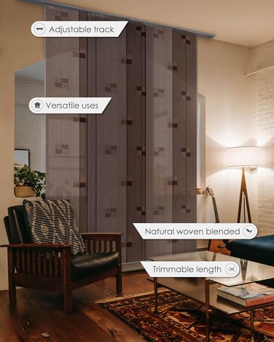 Room Divider Blinds 45.8"-86" x 96", Autumn | Vertical Panel System for Separating Rooms or Covering Closet Doors with Adjustable Track and Trimmable Height - color: Autumn