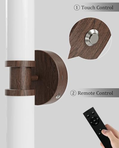 Rayogale Walnut Wireless Battery Operated Wall Sconces with Remote Control | White Glass Rechargeable Wall Lights Set of 2 with Timer Function Dimmable for Living Room Bedroom Emergency 3000K, 20.5 Inch - color: Walnut(White Lampshades)