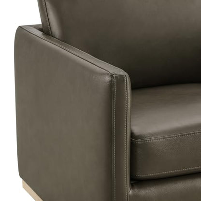 CHITA Genuine Leather Swivel Chair, Wood Frame, Fully Assembled, Mink Brown | Leather Arm Chair with 360° Swivel Solid Wood Base, Mid Century Modern Living Room Chair, 33"Dx30"Wx33"H, 300 Lb Capacity - color: Mink Brown