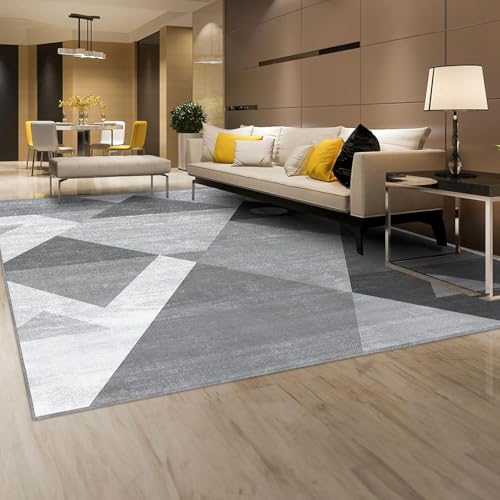 HOMFINE Washable Modern Area Rug - Geometric Style 8x10 Rugs for Living Room, Bedroom, Machine Washable Rug Soft Non Slip Non Shedding Area Rug - Grey, 8'x10' - color: Grey, size: 8' x 10' (Rectangular)
