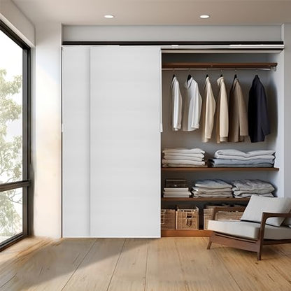 CHICOLOGY Panel Track Blinds, Jersey White, 86"x96", Cordless, Divider | 4 Fabric Panels, Fits 46–86″ Wide, Wall/Ceiling Mount, Room Divider Ready, Height Trimmable, Child & Pet Safe - color: Skyrise White