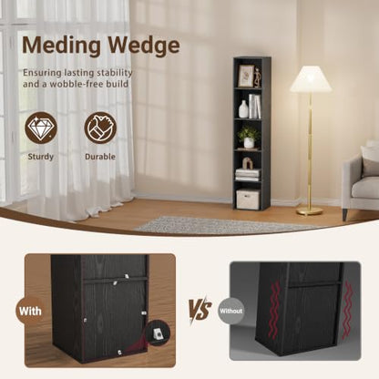 5 Cube Black Book Shelf, Tall Bookcase for Bedroom Home Office Living Room - color: Black, size: 5 Cube