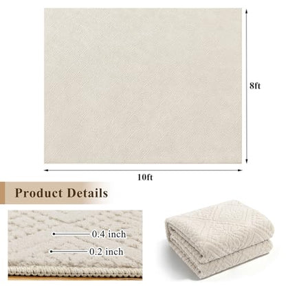 U'Artlines 8x10 Beige Washable Area Rug for Living Room | Soft Fluffy, High Low Textured Carpet, Modern Neutral, Geometric, Non Slip Rugs for Bedroom, Dining Room, Kids Room - size: 8 x 10ft