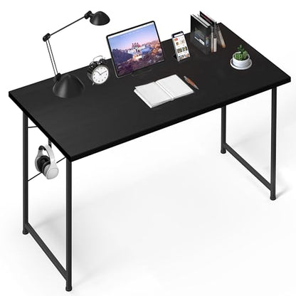 Small Space Writing Desk with Headphone Hooks, Modern Simple Design, Suitable for Study, Home Office and Living Room