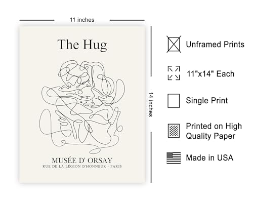 Poster Master Vintage Poster - Retro The Hug Print - Line Drawing Art - Abstract Art - Gift for Men & Women - Minimal Wall Decor for Living Room, Bedroom or Office - 11x14 UNFRAMED Wall Art - color: Style-04, size: 11"L x 14"W