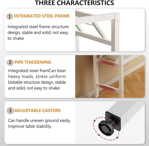 47.2 Inch Folding Table，Square Folding Desks for Small Space,Small Foldable Desk No Assembly - color: Frame：white/Board：teak, size: 47.2" x 23.6"