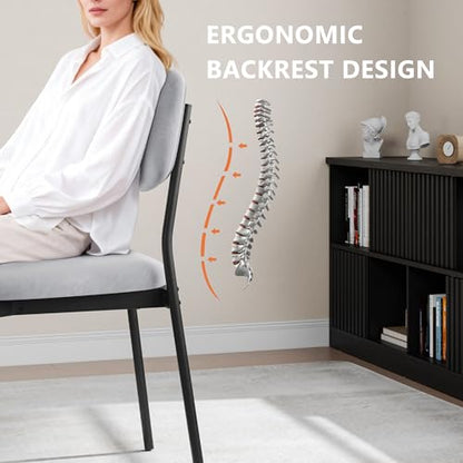 Einhomn Upholstered Dining Chairs Set, Modern Stackable Dining Room Chairs with Soft Velvet Backrest, Kitchen Chairs with Sturdy Metal Legs for Living Room, Restaurant, Set of 2,Light Grey - color: Light Grey