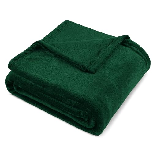 PAVILIA Emerald Green Fleece Throw Blanket for Couch, Dark Green Forest Super Soft Fuzzy Flannel Throw for Sofa, Luxury Plush Microfiber Bed Blanket, Cozy Home Decorative Velvet Gift Blanket, 50x60 - color: Emerald Green, size: 50 x 60 Inches - Throw