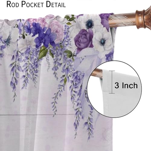 Summer Flamingo Curtain, Purple Violet Wisteria Rose Green Eucalyptus Leaf Window Drapes for Living Room Bedroom Home 42" W X 45" L(No Blackout) - color: Flamingo-7, size: 20.5"W x 45"L (Pack of 2)