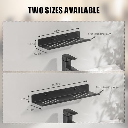 Over The Sink Shelf, Metal Wall Mounted Bathroom Countertop Organizer, Floating Shelf Organizer (2 PCS) (Black, 40CM(15.7'))