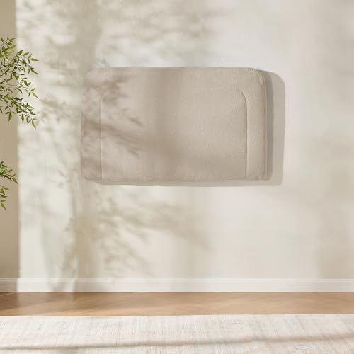 Hearth & Harbor Wall Mounted Twin Headboard Only, Bed Headboard Twin Size | Easy Assemble, Floating Peel & Stick, Upholstered Boucle, 3D Stitched Wall Panels, 5 Strips of 3M Tape Included, Beige - color: 03-beige, size: Twin