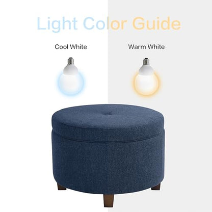 HomePop 24" Large Round Storage Ottoman - Blue Woven Fabric - color: Blue Woven Fabric