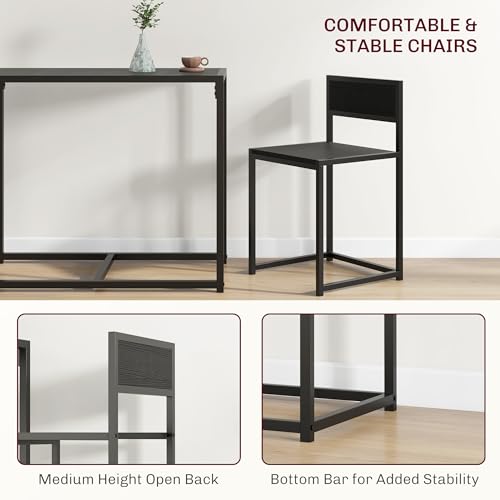 HOMCOM Small Dining Table Set for 2 Compact for Small Spaces, Black | Kitchen Table and Chairs Set, Compact Dining Sets, Breakfast Nook - color: Black